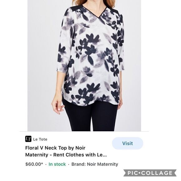 New! Noir maternity 3/4 sleeve floral V-neck tunic blouse - Picture 15 of 15